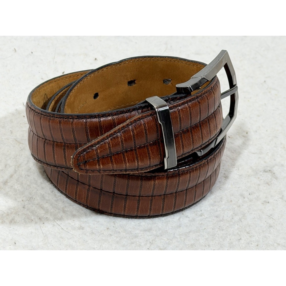 Lejon Calfskin Leather Belt Mens 46 Brown Lizard Grain Western Ranchwear USA - Picture 16 of 16